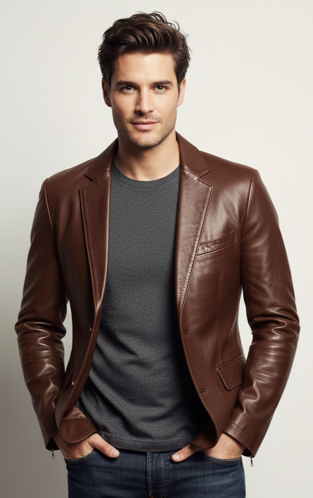 Brown Leather Blazer