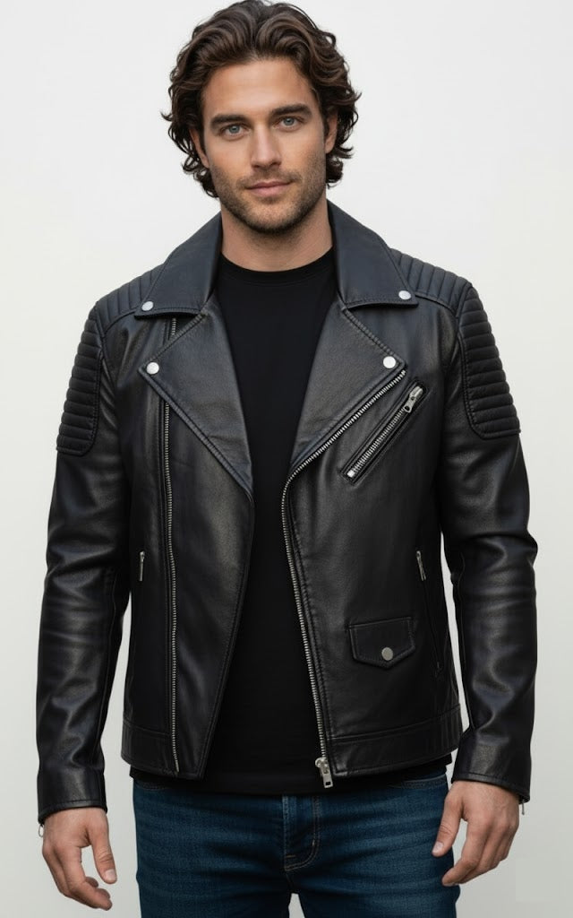 Black Biker Leather jacket