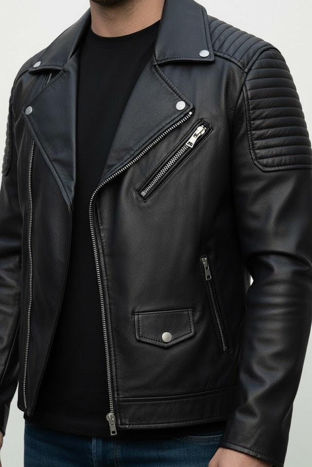 Black Biker Leather jacket