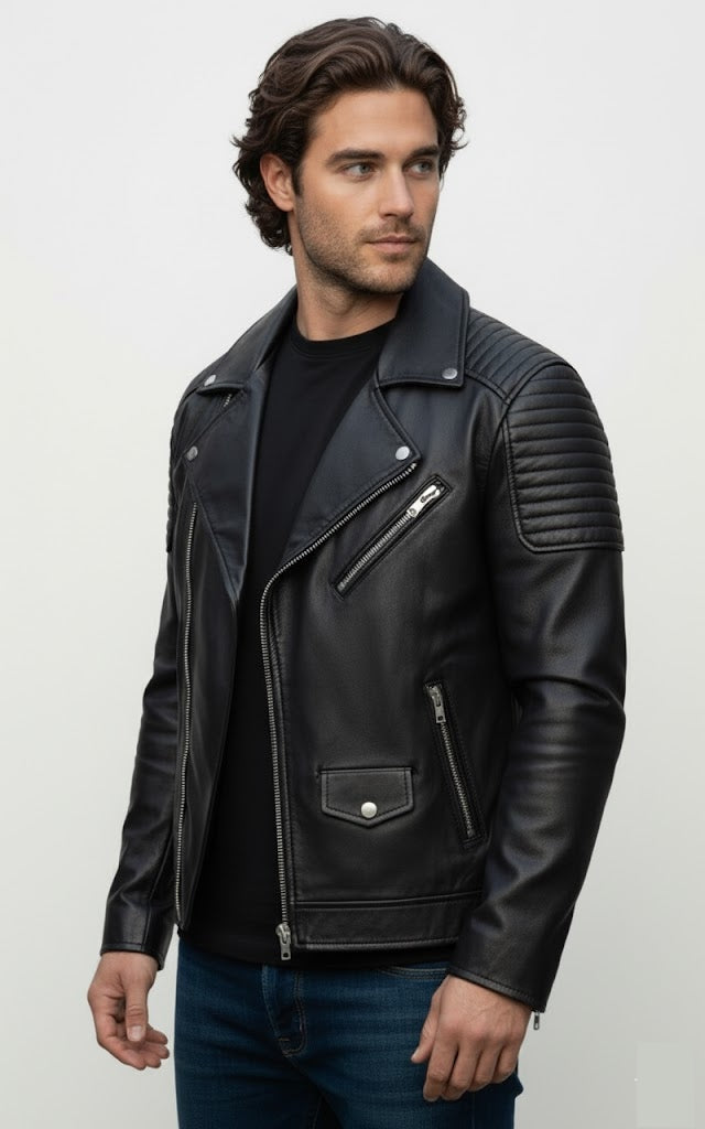 Black Biker Leather jacket
