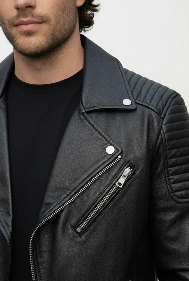 Black Biker Leather jacket