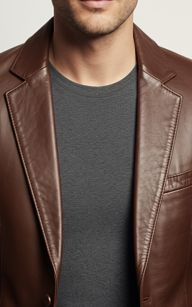 Brown Leather Blazer