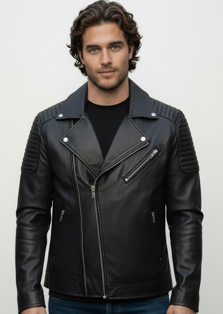 Black Biker Leather jacket