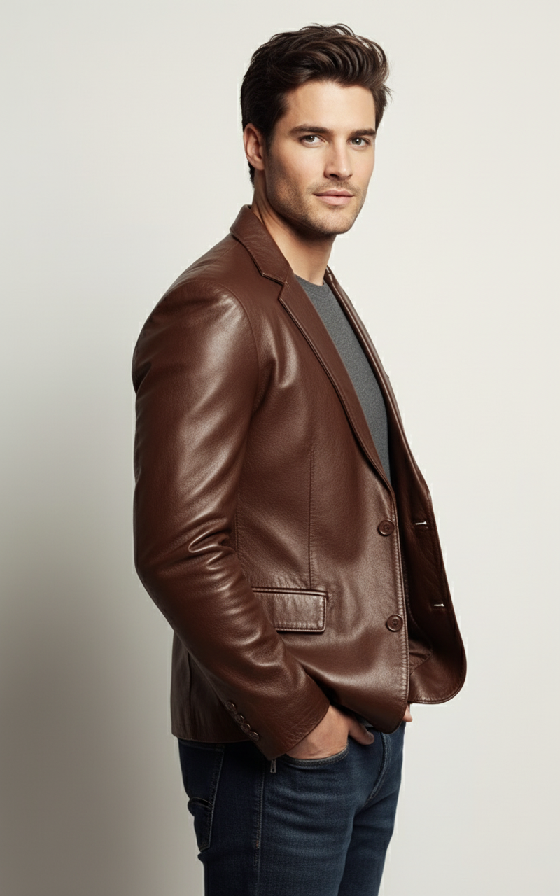 Brown Leather Blazer