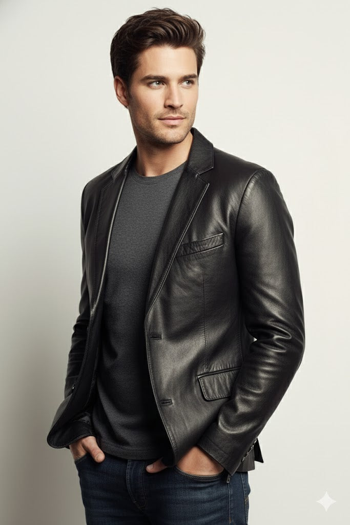 Black Leather Blazer